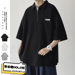 2023新款夏季短袖t恤男款宽松半袖学生美式潮简约男生polo衫体恤