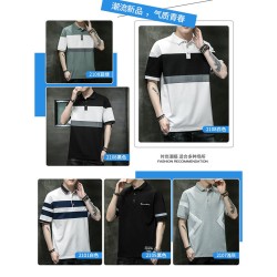 2022夏季短袖t恤男士韩版潮牌丅半袖体桖翻领polo衫上衣服男装潮t