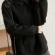 黑色银狐绒卫衣女冬加厚2024新款欧货大码宽松长袖拼接假两件上衣 黑色银狐绒卫衣女冬加厚2024新款欧货大码宽松长袖拼接假两件上衣