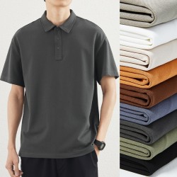 2023新款男士polo衫夏季纯色简约休闲上衣男装珠地棉有领短袖t恤