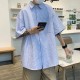 条纹短袖衬衫男2024年新款夏季日系潮牌宽松休闲男生工装衬衣外套