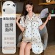 2024新款冰雪丝连衣裙女士夏季薄款开衫翻领短袖家居服可外穿睡衣