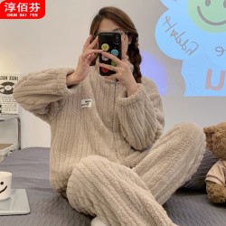 珊瑚绒睡衣冬季女款加厚加大码200斤胖mm秋冬天家居服可外穿套装