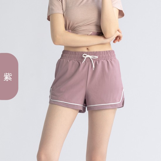 假两件健身抽绳短裤女夏防走光宽松休闲透气晨跑步运动速干裤