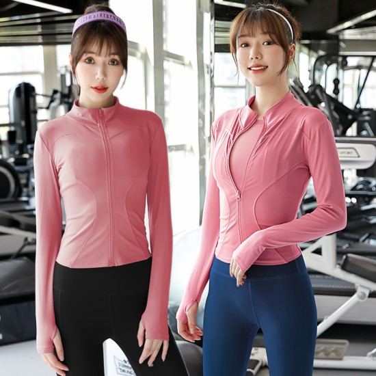 聚衣堂运动女2024新款长袖防晒紧身显瘦跑步健身上衣瑜伽外套