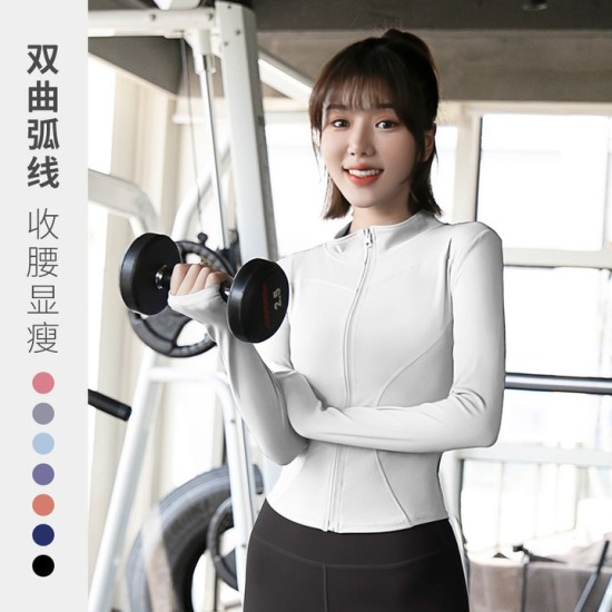 聚衣堂运动女2024新款长袖防晒紧身显瘦跑步健身上衣瑜伽外套