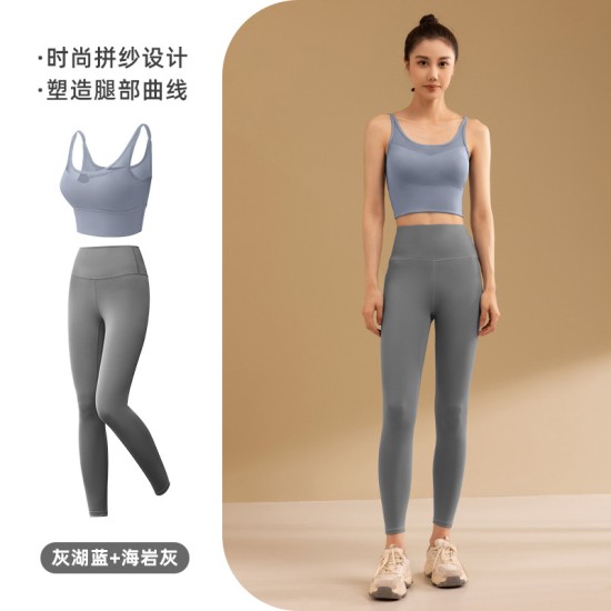 聚衣堂新款春夏季瑜伽服女健身高腰提臀显瘦瑜伽健身裤运动套装