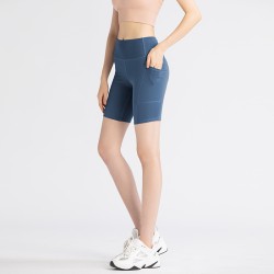 聚衣堂运动紧身裤女夏季网纱侧口袋五分裤骑行健身速干跑步瑜伽裤