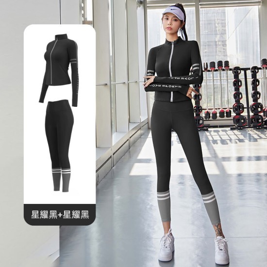 聚衣堂女秋冬外穿裸感紧身普拉提健身运动长袖套装瑜伽服