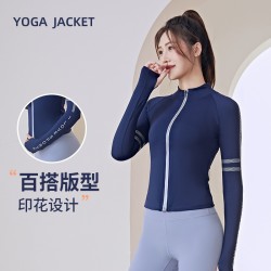 聚衣堂春季户外跑步健身运动拉链速干紧身立领长袖上衣瑜伽服外套