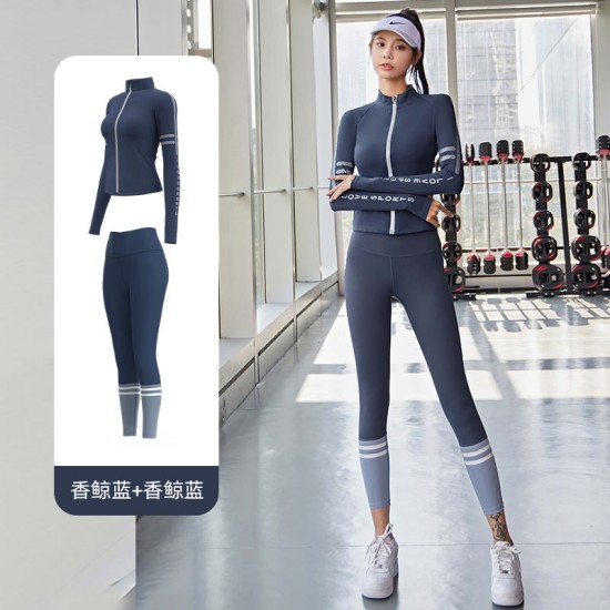 聚衣堂女秋冬外穿裸感紧身普拉提健身运动长袖套装瑜伽服