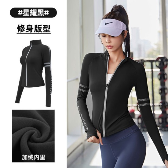聚衣堂秋冬外穿跑步运动健身带拉链修身速干显瘦加绒瑜伽服外套