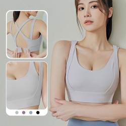 聚衣堂新款跑步健身瑜伽美背后排扣防震聚拢显胸可拆卸运动内衣