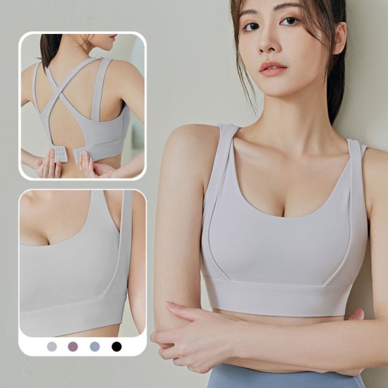 聚衣堂新款跑步健身瑜伽美背后排扣防震聚拢显胸可拆卸运动内衣
