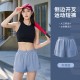 聚衣堂夏季外穿女防走光带扣松紧带口袋款健身跑步瑜伽运动短裤
