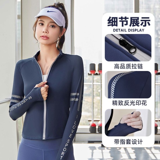 聚衣堂秋冬外穿跑步运动健身带拉链修身速干显瘦加绒瑜伽服外套