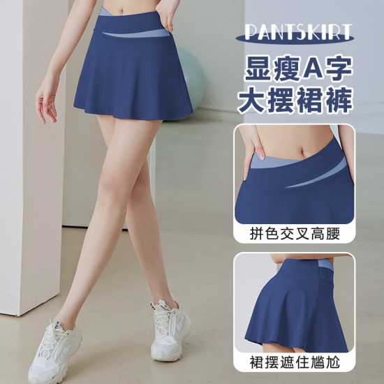 聚衣堂夏季遮臀防走光假两件跑步健身瑜伽训练速干运动短裙套装