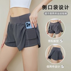 Juyitang Summer Female Thin Ferry Light Side Pokes Speed drying Loose Leisure Running Fitness Yoga Sports shorts