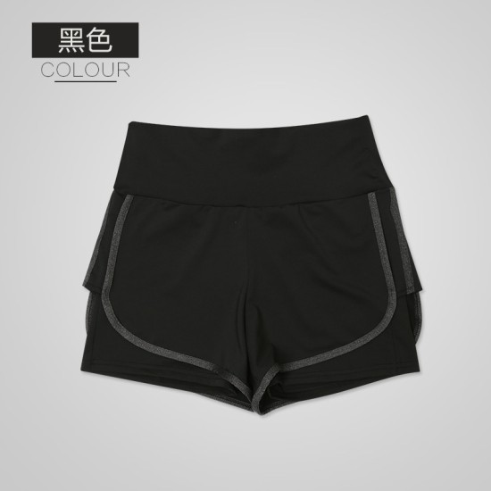 聚衣堂2024新款春夏健身跑步女士大码弹力速干紧身假两件运动短裤