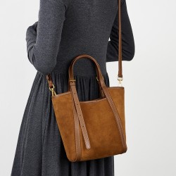 2024 autumn and winter new commuter genuine leather frosted tote bag large capacity cowhide casual portable crossbody bag shoulder bag