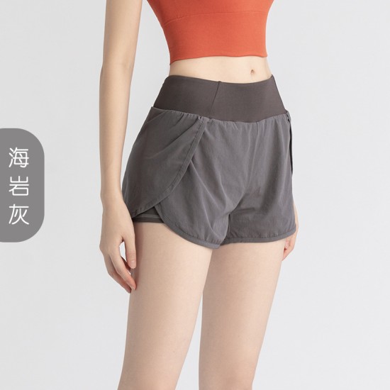 聚衣堂夏季女薄款防走光侧口袋速干宽松休闲跑步健身瑜伽运动短裤