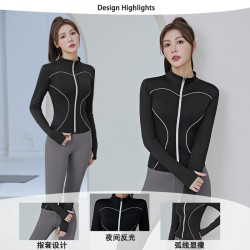 Juyitang's new peach line sports slim and slim yoga reflective long-sleeved cycling jacket