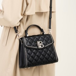 2024新款菱格真皮女包小方包轻奢女士包包牛皮手提包单肩包斜挎包