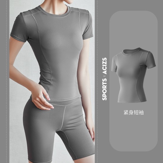 聚衣堂瑜伽服女修身运动显瘦健身服跑步吸汗紧身速干衣瑜伽上衣
