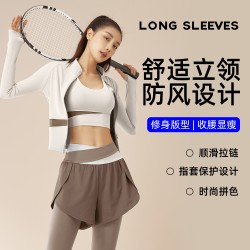 聚衣堂秋冬跑步健身瑜伽服套装速干裸感修身运动套装健身房运动服