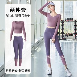 聚衣堂速干拼接收腰日常穿搭健身普拉提修身瑜伽运动套装