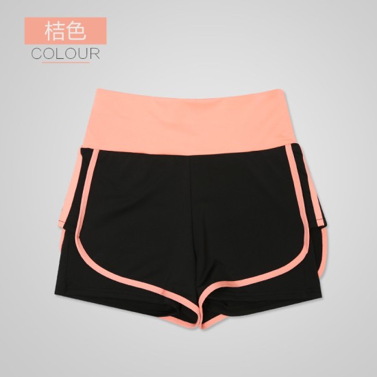 聚衣堂2024新款春夏健身跑步女士大码弹力速干紧身假两件运动短裤