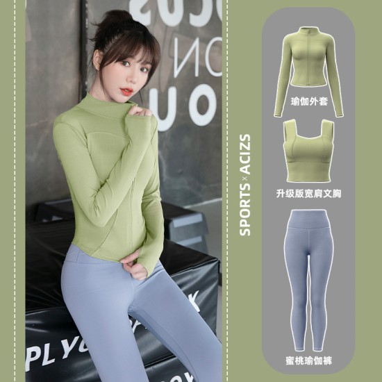 聚衣堂春秋女紧身长袖上衣外套蜜桃臀健身套装欧美跑步速干瑜伽服