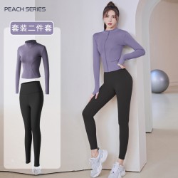 聚衣堂运动套装瑜伽服女健身房速干紧身衣外套蜜桃晨跑步健身服