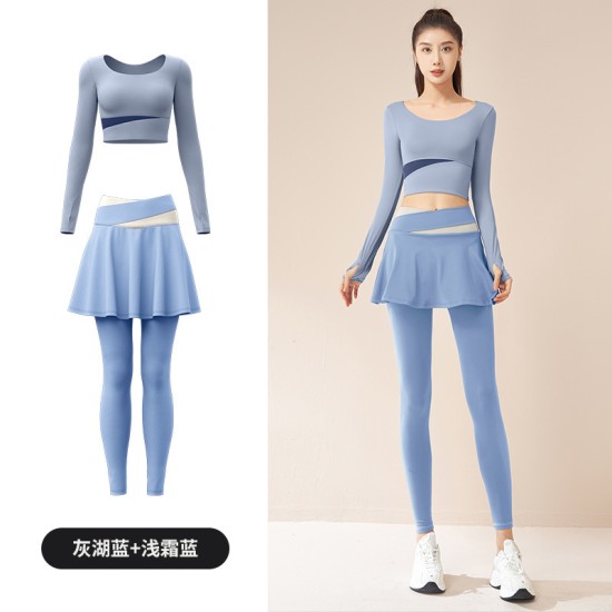 聚衣堂秋冬修身瑜伽套装速干健身衣显瘦室内防走光跑步健身服女