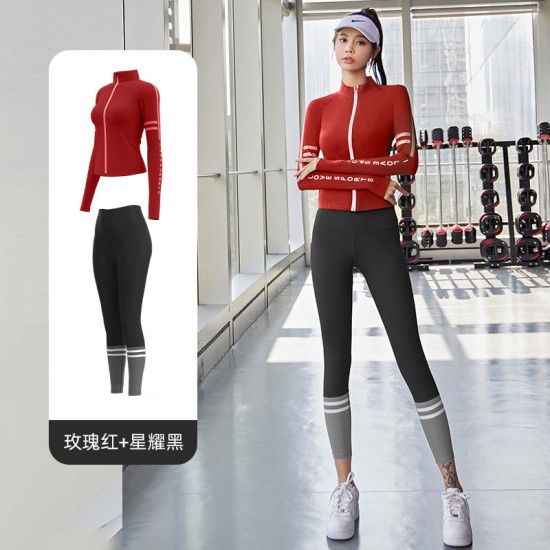 聚衣堂女秋冬外穿裸感紧身普拉提健身运动长袖套装瑜伽服