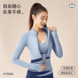 聚衣堂拼色瑜伽外套速干透气瑜伽服修身显瘦裸感健身外套女