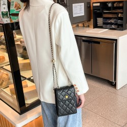 牛皮百搭手机包女2024新款潮链条包2023小众设计迷你斜挎包女夏