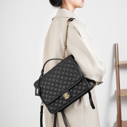 包包女2024春夏新款高级感小众设计学生通勤牛皮手提菱格双肩包