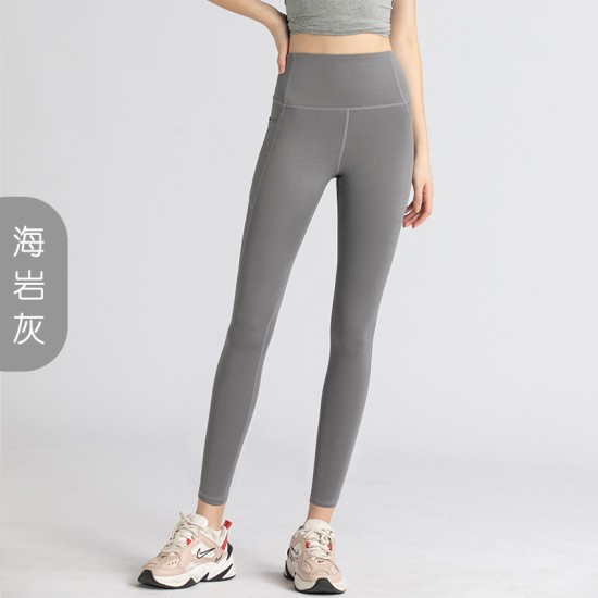 聚衣堂欧美健身女蜜桃高腰提臀侧口袋跑步健身房运动瑜伽紧身裤