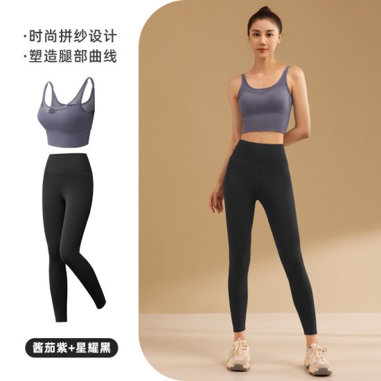 聚衣堂新款春夏季瑜伽服女健身高腰提臀显瘦瑜伽健身裤运动套装