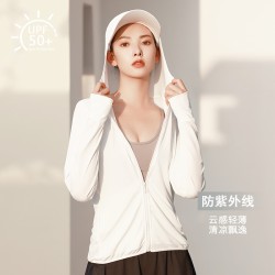 聚衣堂2024春夏新款户外骑行纯色连帽拉链透气防紫外线薄款防晒衣