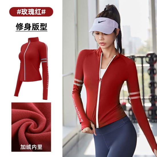 聚衣堂秋冬外穿跑步运动健身带拉链修身速干显瘦加绒瑜伽服外套