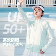 聚衣堂2024春夏新款户外骑行纯色连帽拉链透气防紫外线薄款防晒衣