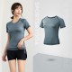瑜伽服圆领短袖春速干衣运动服弧形吸汗修身上衣健身短袖批发
