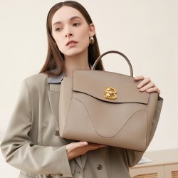 2024 Design Genuine Leather Wave Bag Same Style Commuting Large Capacity Backpack Handbag European and American Computer Women's Briefcase
