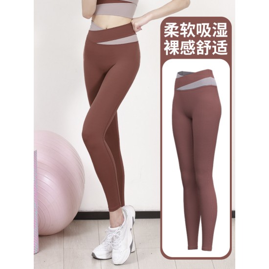 拼色短袖瑜伽服套装女春夏露脐短款上衣提臀裤跑步运动健身服