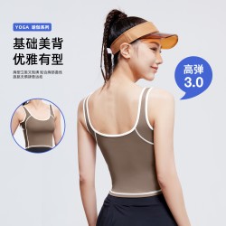 聚衣堂撞色速干弧线背心一体式固定防震聚拢U型高弹显胸运动背心