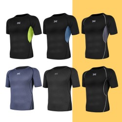 Factory wholesale spring and summer men's quick -drying top tight short -sleeved T -shirt sports outdoor running fitness suit