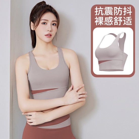 聚衣堂拼色可拆卸胸垫美背内衣健身瑜伽速干高强度防震运动文胸