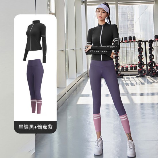 聚衣堂女秋冬外穿裸感紧身普拉提健身运动长袖套装瑜伽服